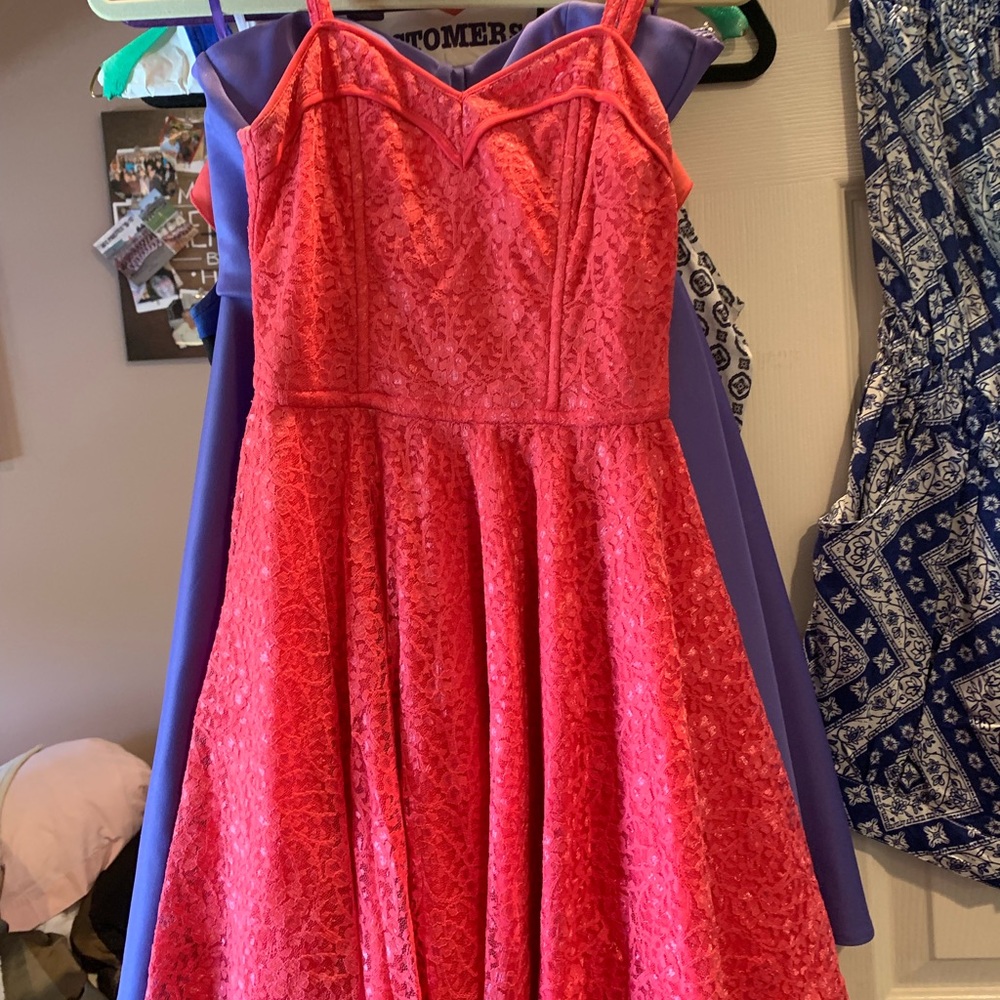 Red strapped dress